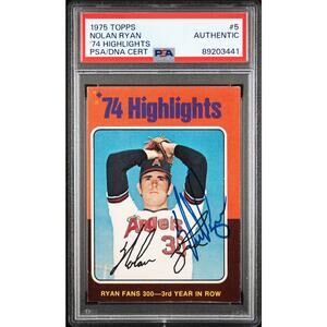 1975 Topps #5 Nolan Ryan AUTO PSA/DNA Authentic California Angels '74 Highlights
